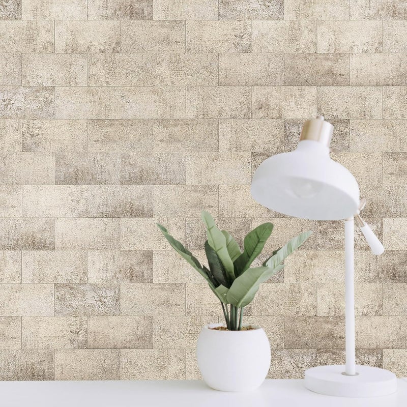 Art3d 102 قطعة بلاط حائط قابل للإزالة واللصق لظهر المطبخ، الحمام، المدفأة، 3 بوصة × 6 بوصة بلاط مترو لاصق بيج - Image 3
